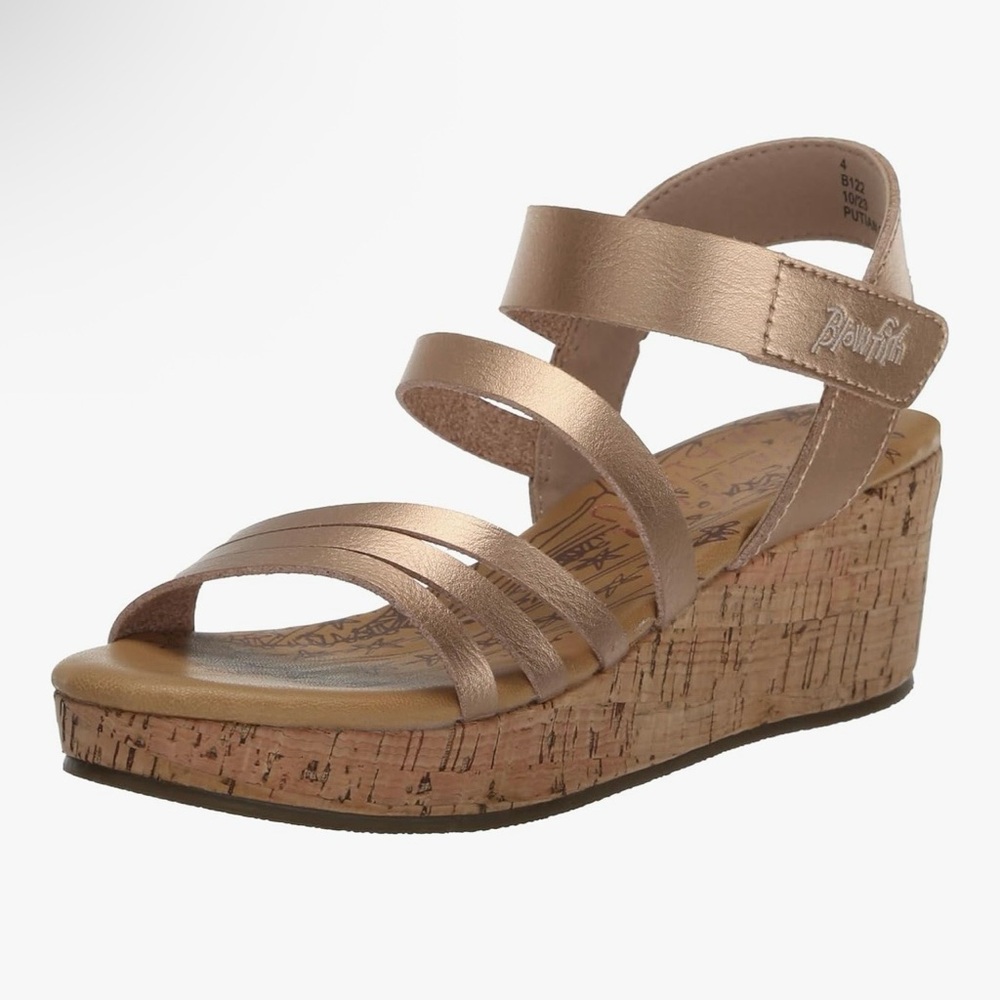 Blowfish Malibu Leddy-K Wedge Sandals 4 Rose Gold